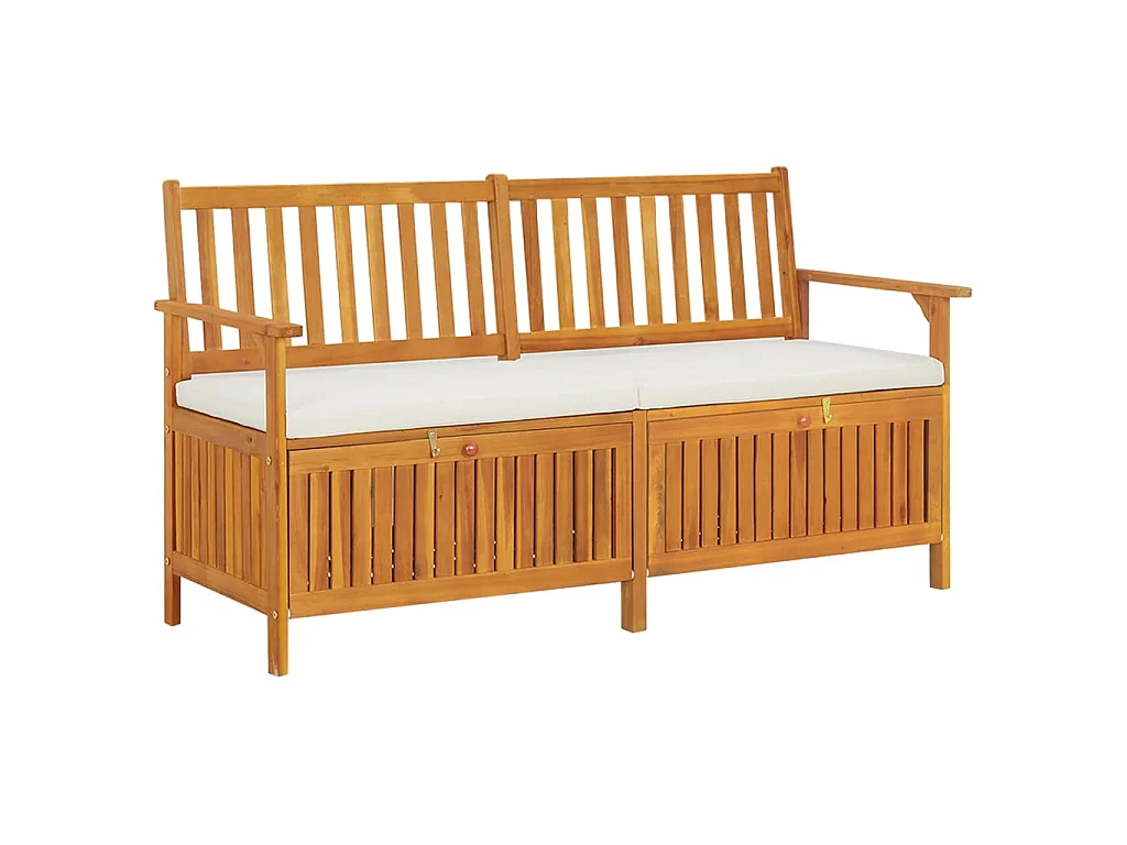 Cassapanca con Cuscino 148 cm in Legno Massello di Acacia