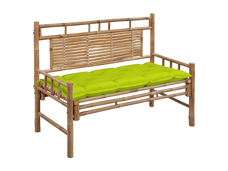 Panca da Giardino con Cuscino 120 cm in Bambù