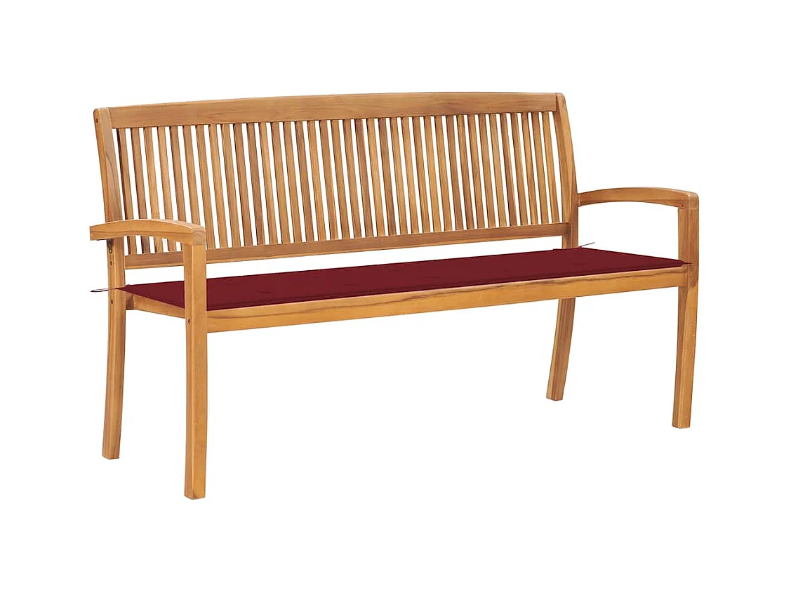Banco de jardim empilhável c/ almofadão 159 cm teca maciça