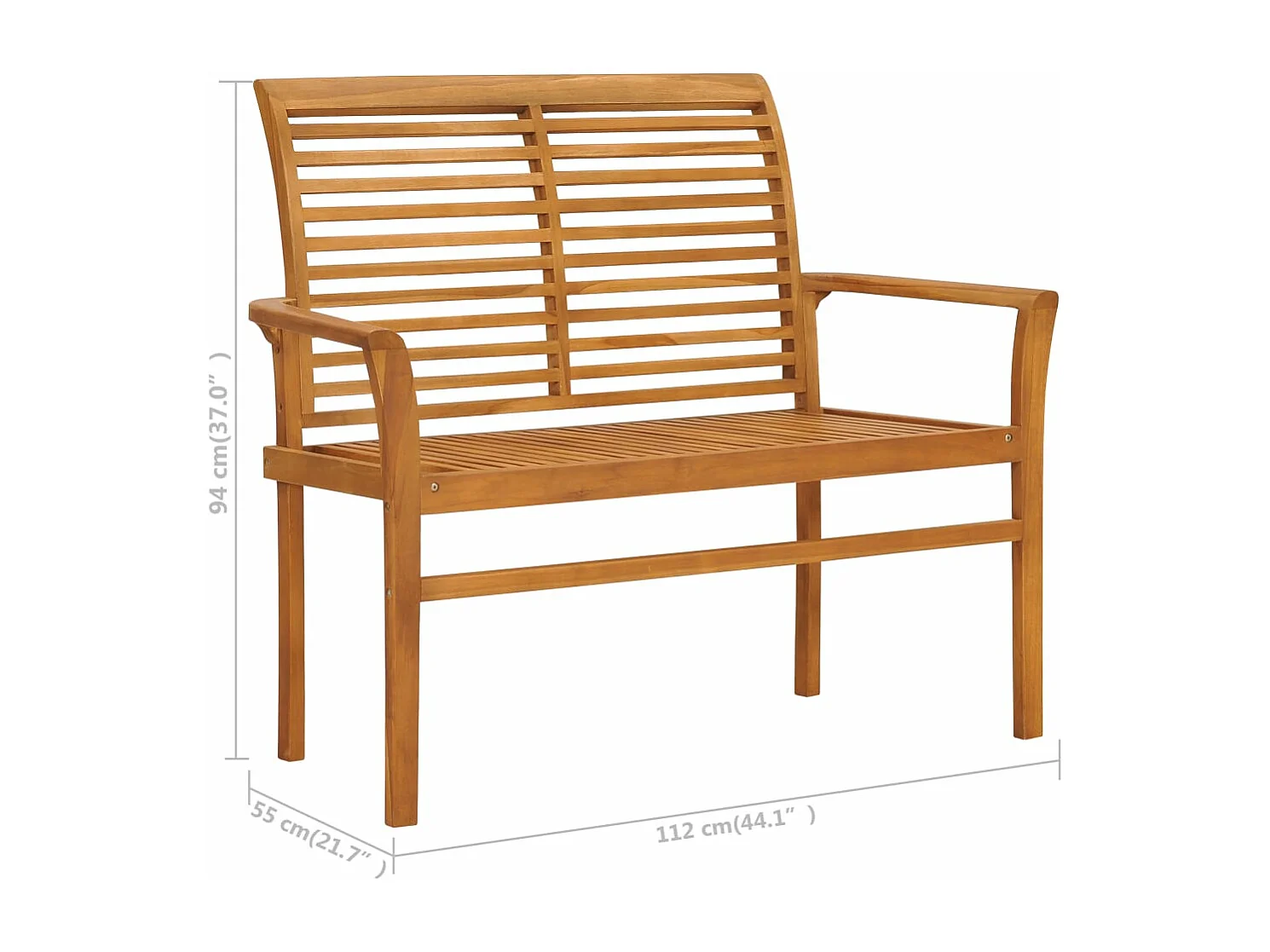 Gartenbank mit Grauer Auflage 112 cm Massivholz Teak