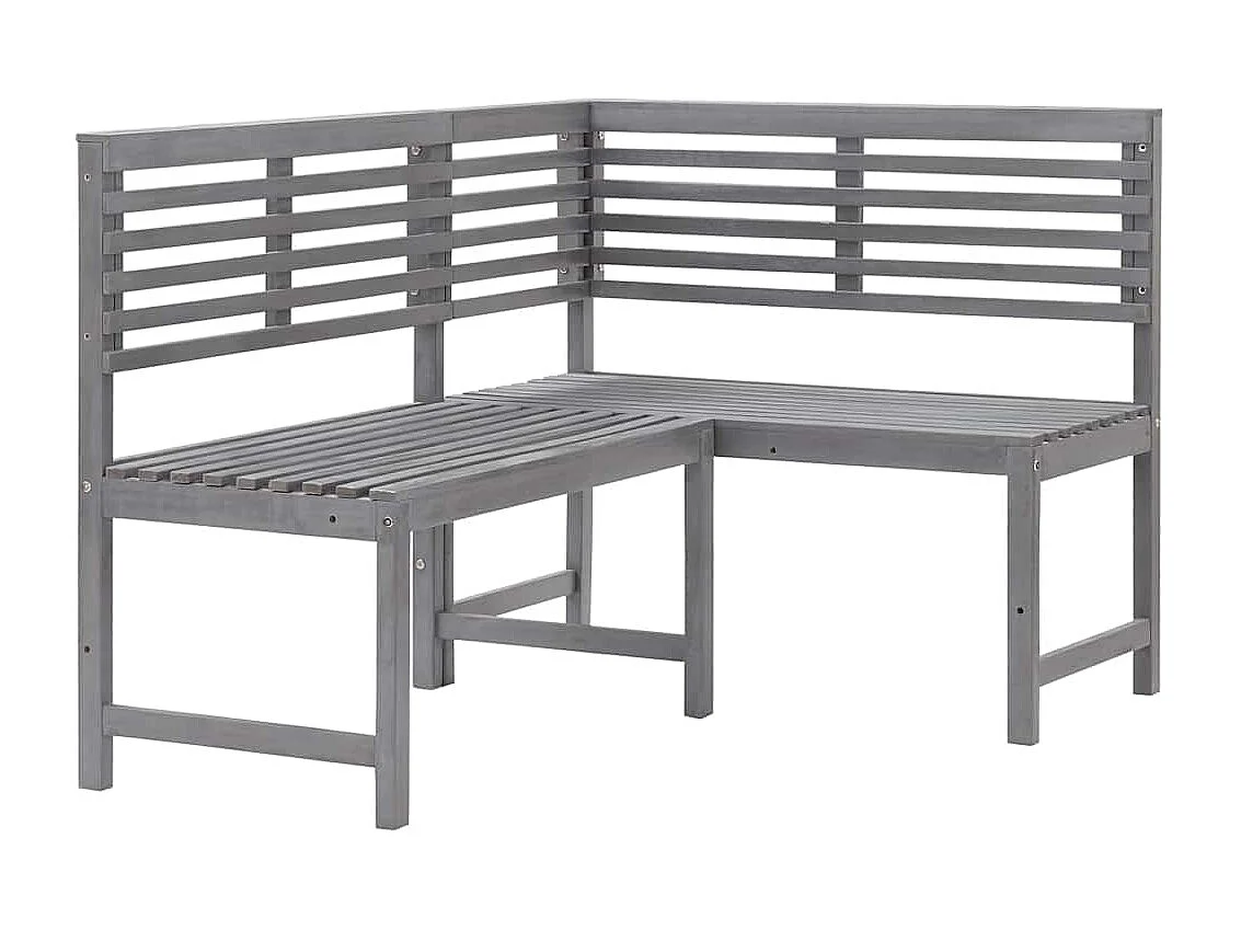 Garten-Eckbank Grau 140 cm Massivholz Akazie