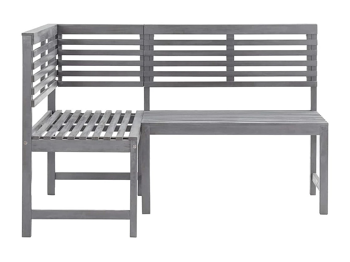 Garten-Eckbank Grau 140 cm Massivholz Akazie