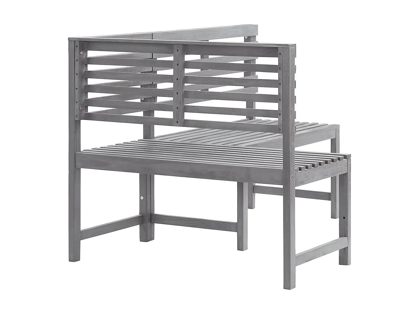 Garten-Eckbank Grau 140 cm Massivholz Akazie