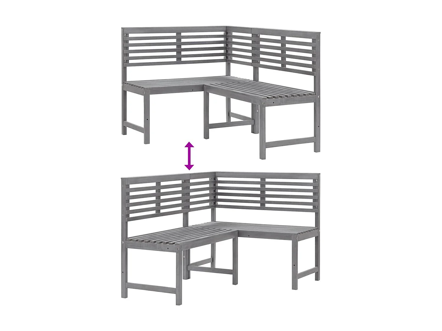 Garten-Eckbank Grau 140 cm Massivholz Akazie