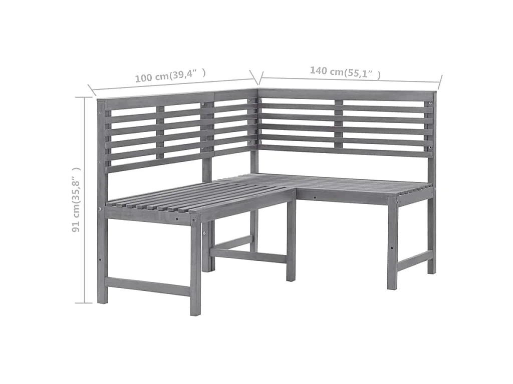 Panca da Giardino ad Angolo 140 cm Legno Massello Acacia