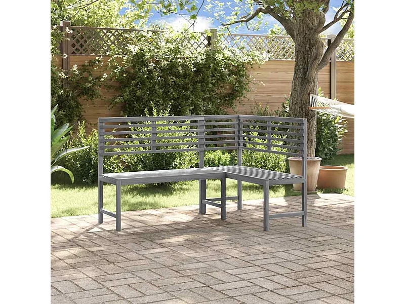 Banco de canto p/ jardim 140 cm madeira acácia maciça cinzento