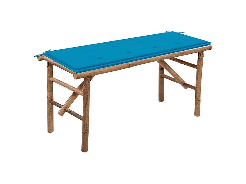 Banc de jardin pliable avec coussin 118 cm Bambou