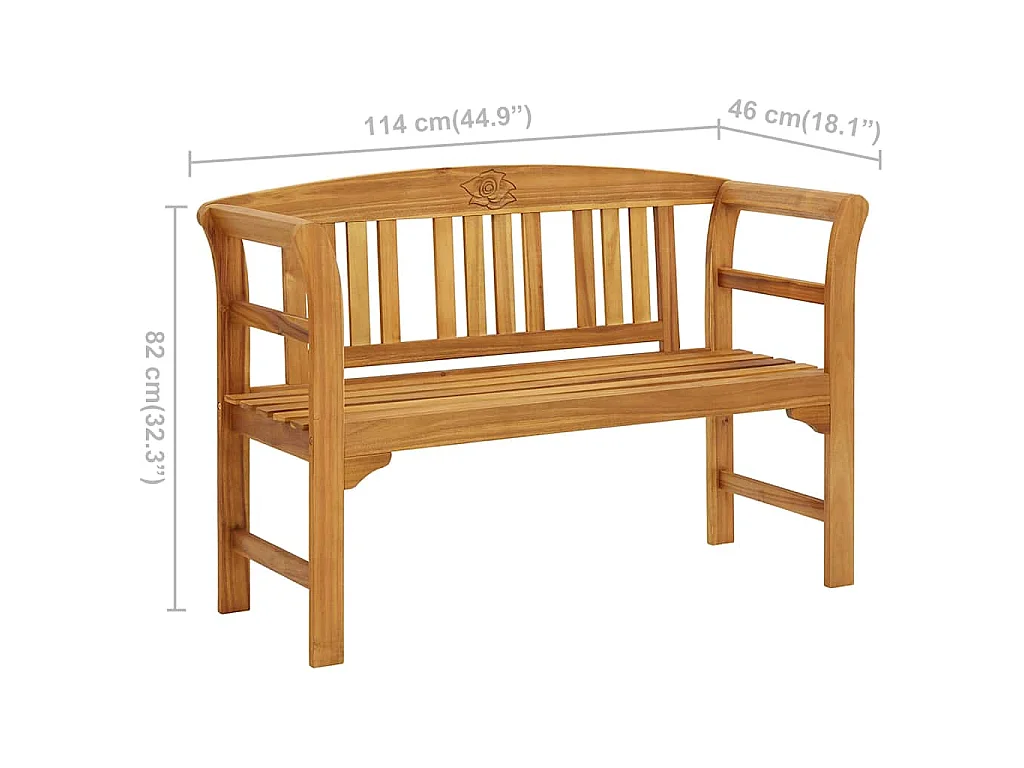 Panchina da Giardino 114 cm in Legno Massello di Acacia