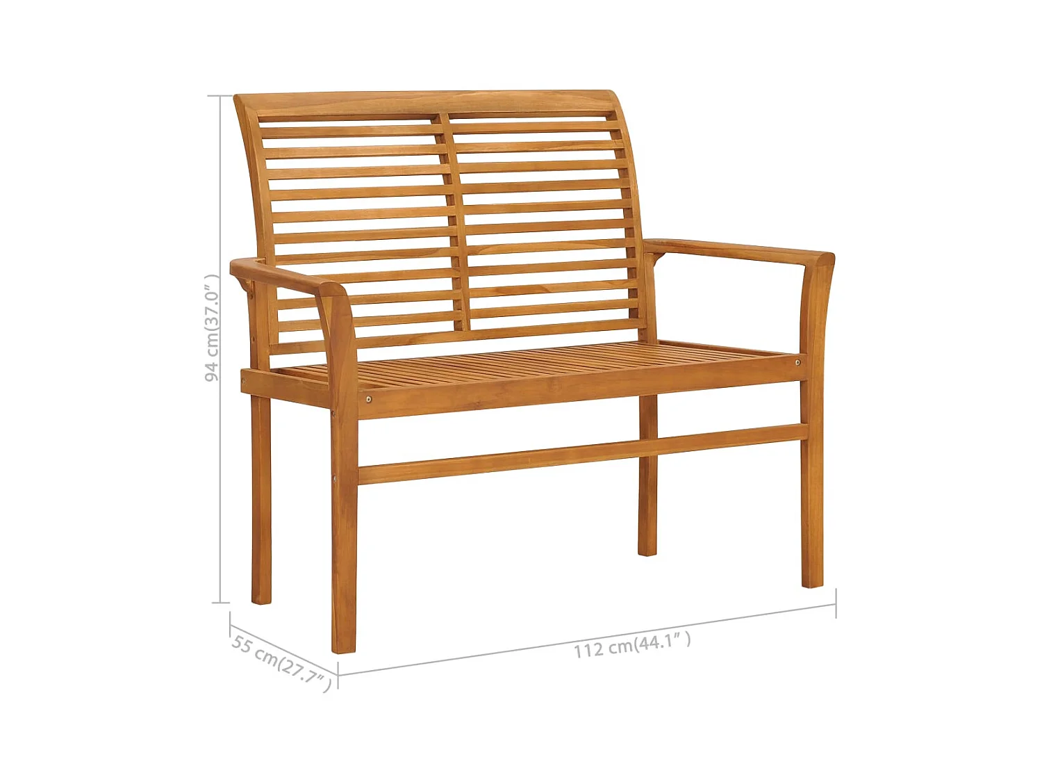 Banc de jardin avec coussin vert 112 cm Bois de teck massif