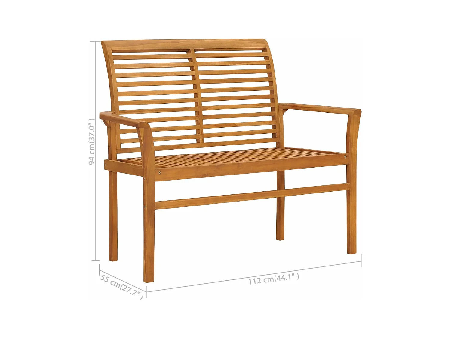 Banc de jardin avec coussin vert 112 cm Bois de teck massif