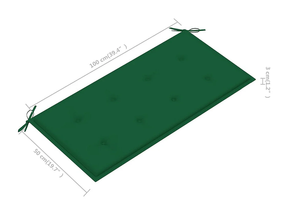 Banco de jardim c/ almofadão verde 112 cm teca maciça