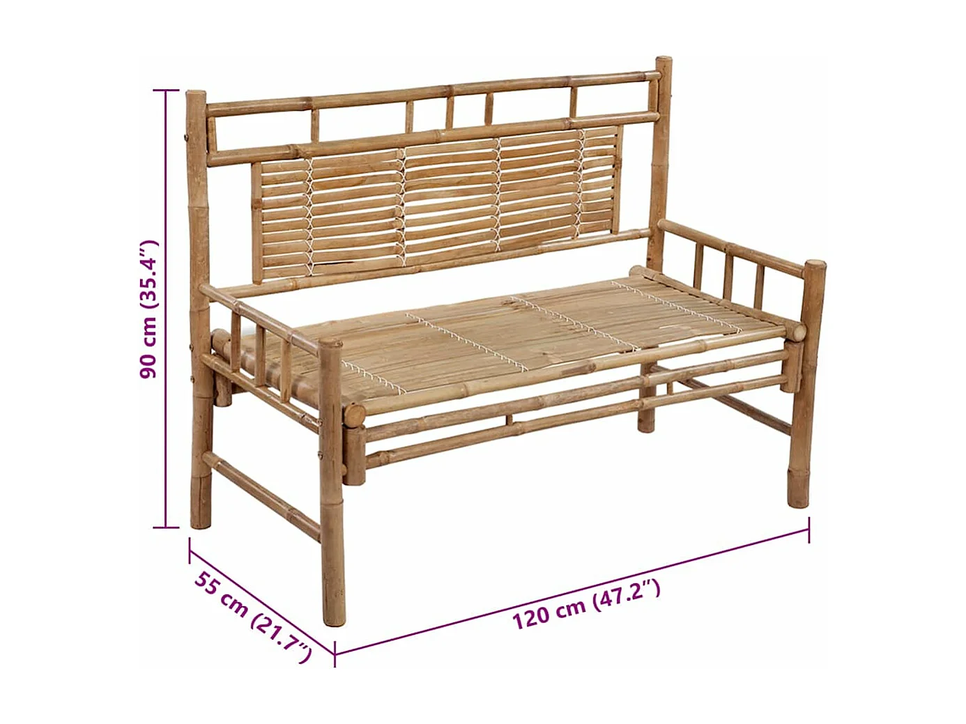 Banc de jardin avec coussin 120 cm Bambou