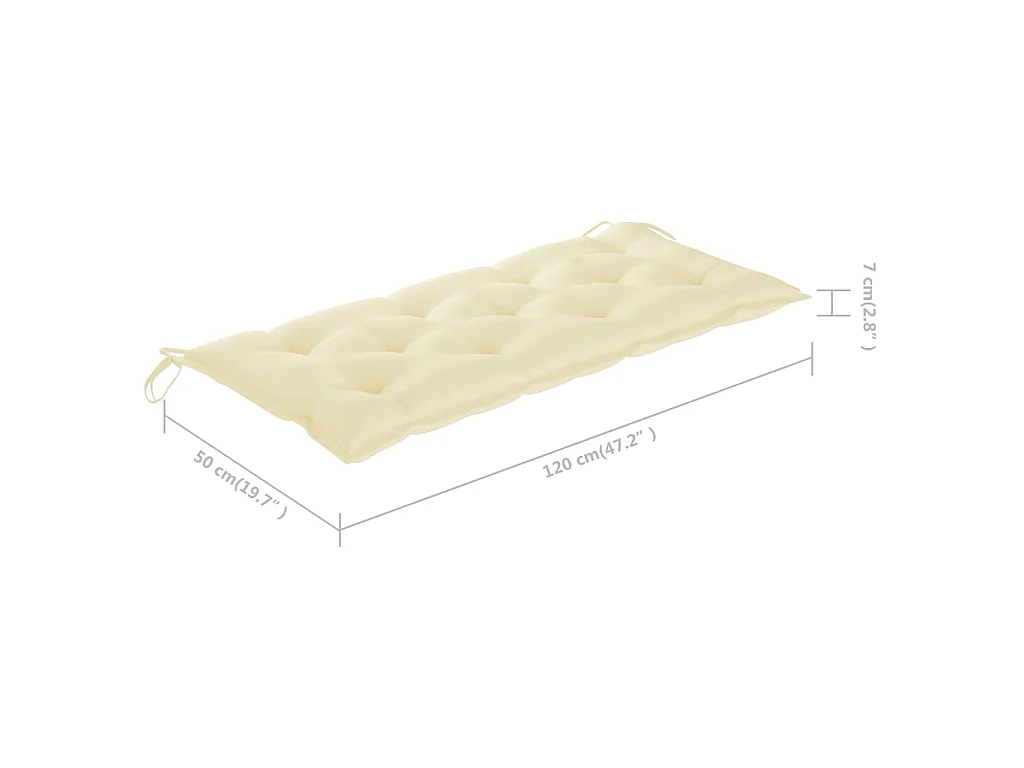 Banc de jardin pliable avec coussin 118 cm Bambou