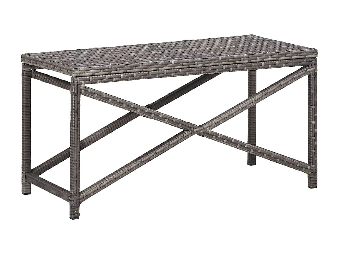 Banc de jardin 80 cm Résine tressée Gris