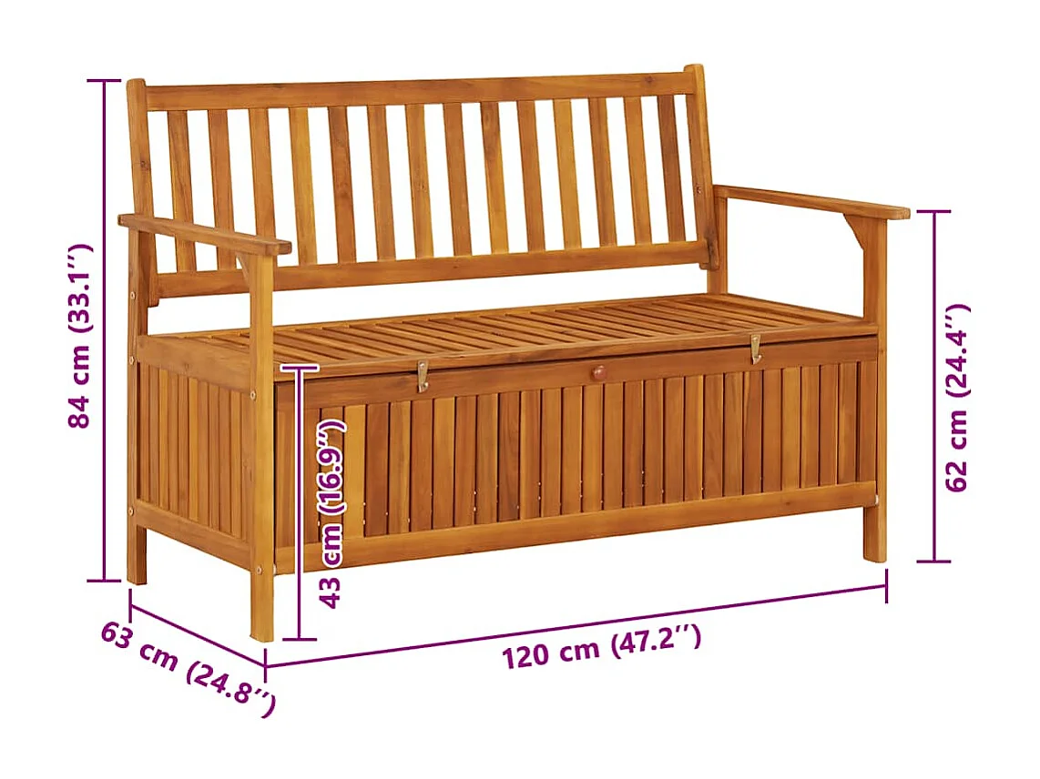 Banco de almacenaje de jardín madera de acacia maciza 120 cm