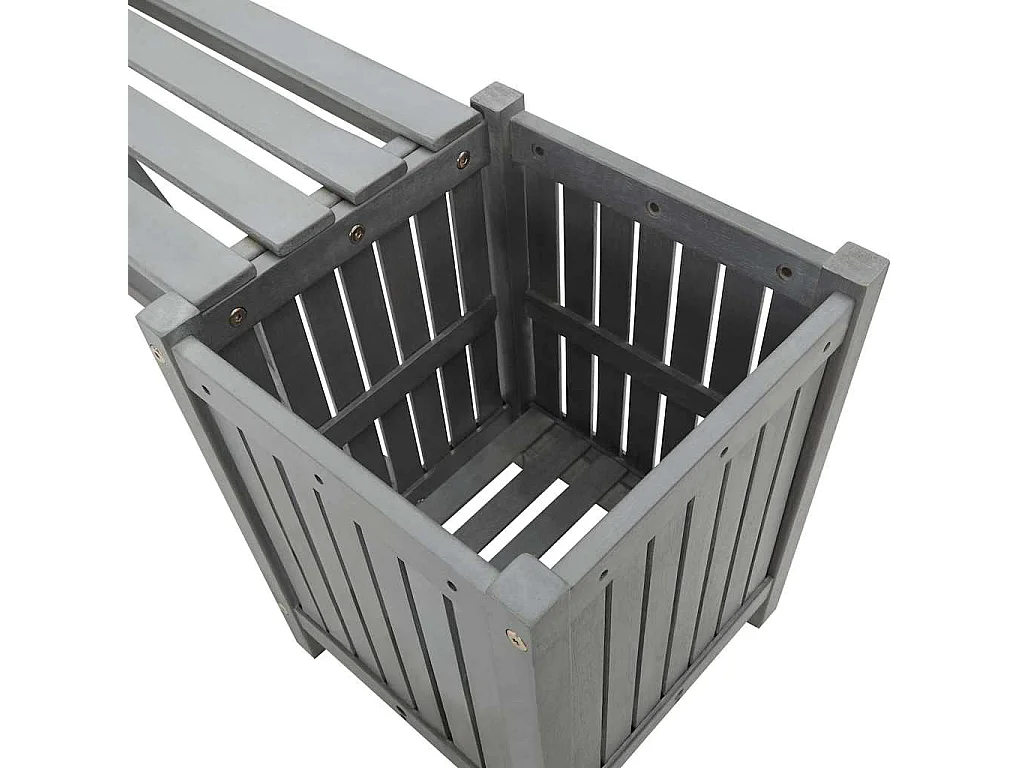 Banc de jardin avec 2 jardinières 150 cm bois d'acacia gris