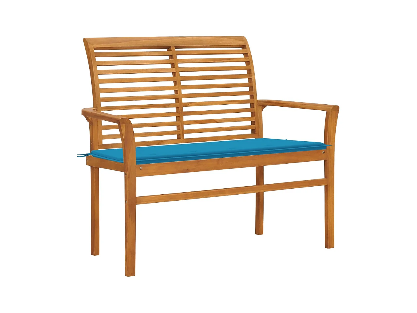 Panca da Giardino con Cuscino Blu 112 cm in Legno di Teak