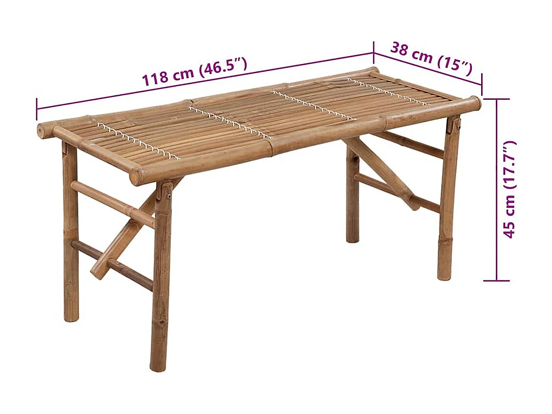 Panca da Giardino Pieghevole con Cuscino 118 cm in Bambù