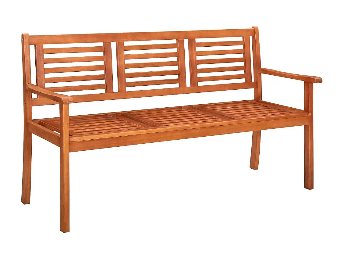 Panchina da Giardino 3 Posti 150 cm Legno Massello di Eucalipto
