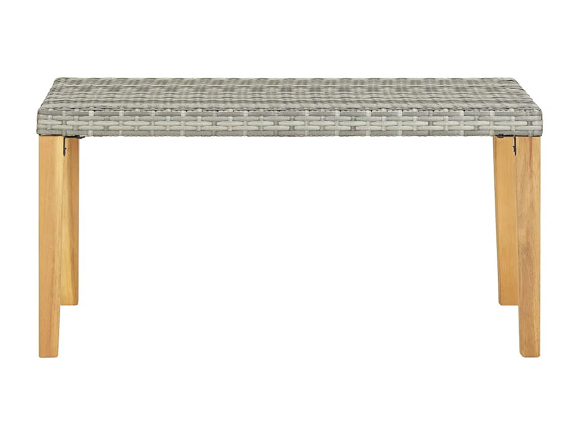 Gartenbank 120 cm Grau Poly Rattan und Massivholz Akazie