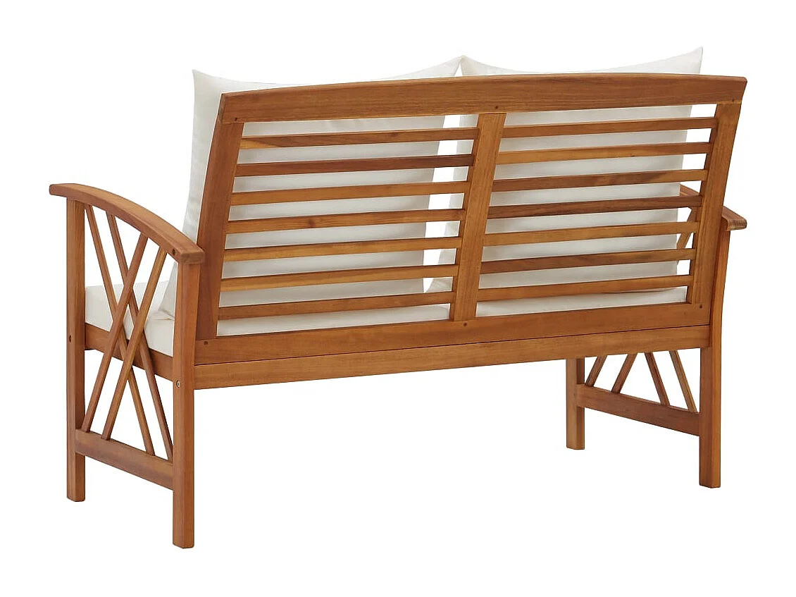 Banco de jardim c/ almofadões 119 cm madeira de acácia maciça