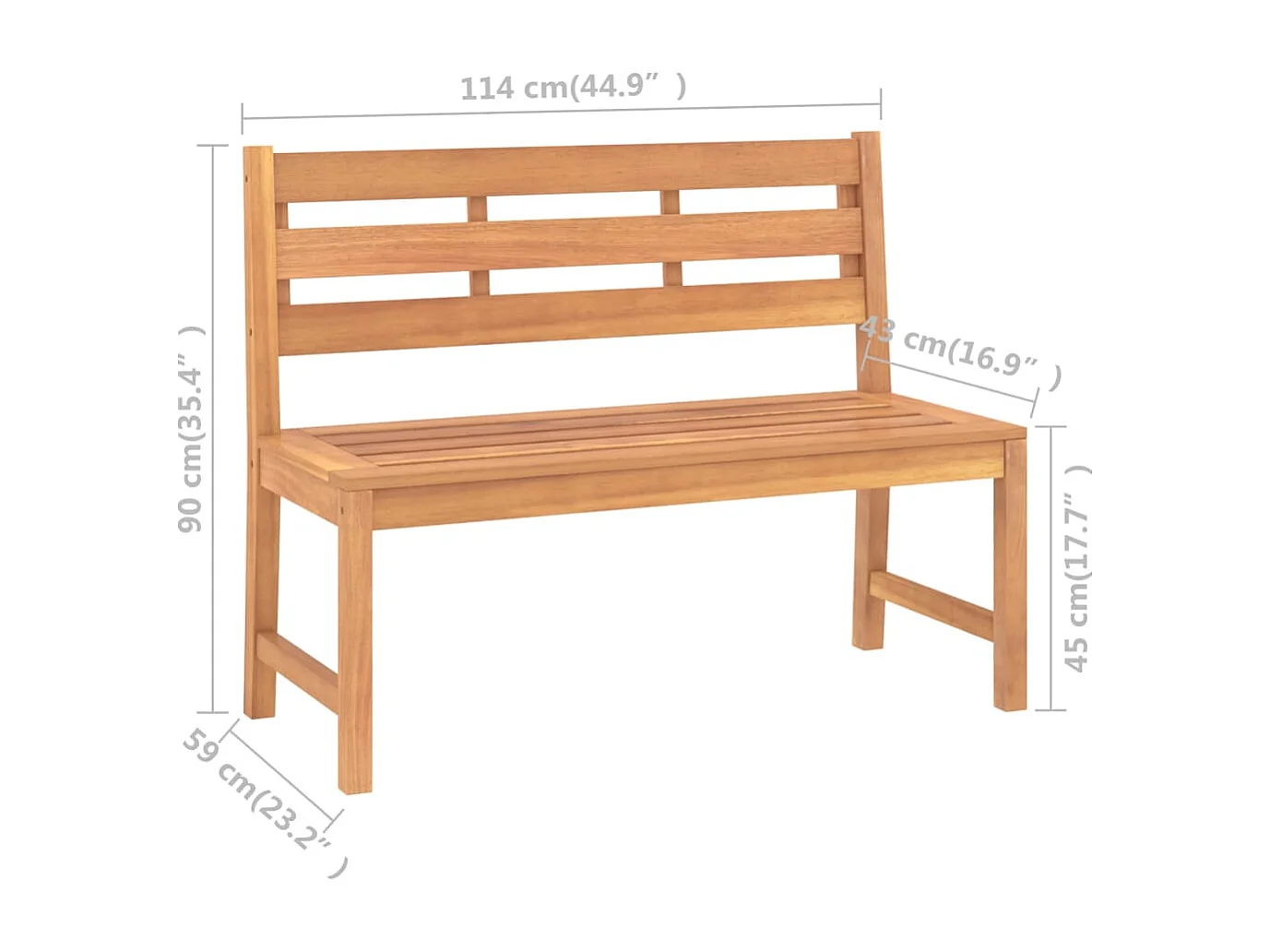 Gartenbank 114 cm Massivholz Teak