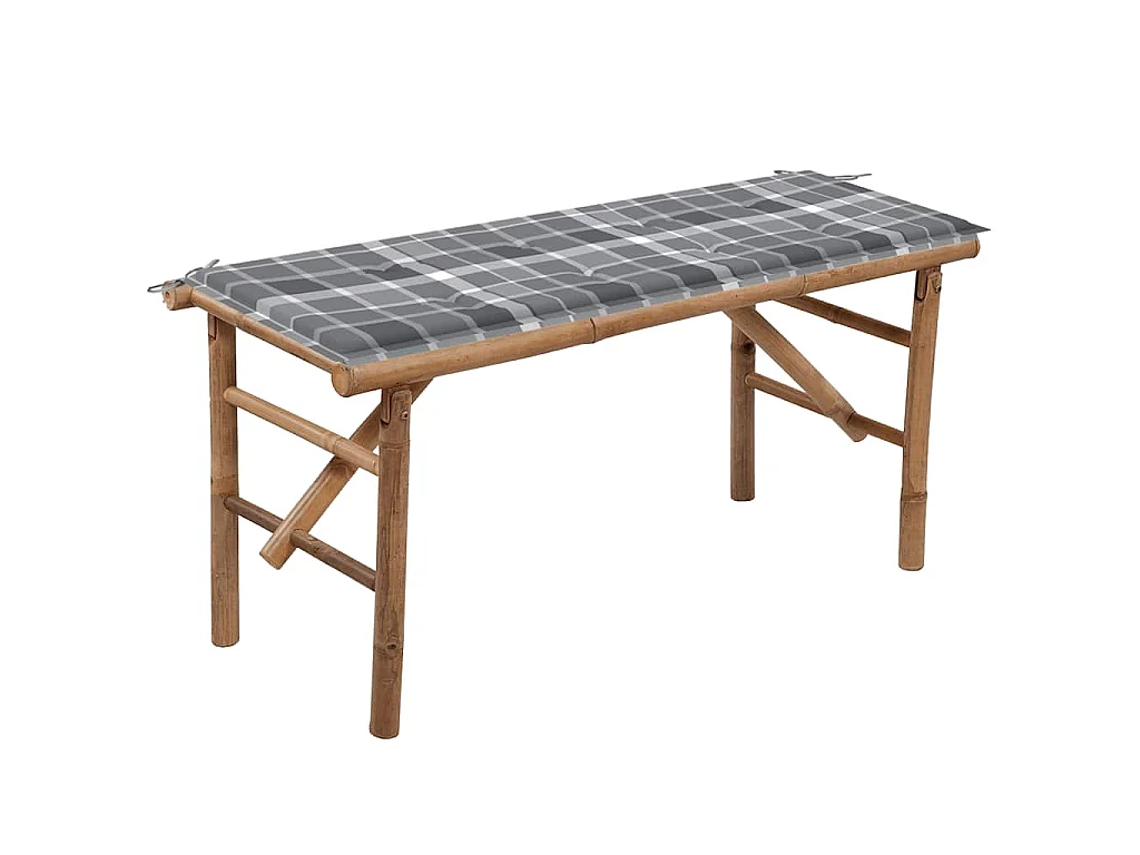Tuinbank inklapbaar met kussen 118 cm bamboe