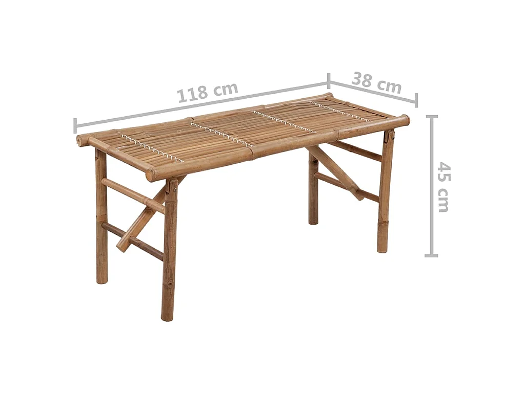 Tuinbank inklapbaar met kussen 118 cm bamboe