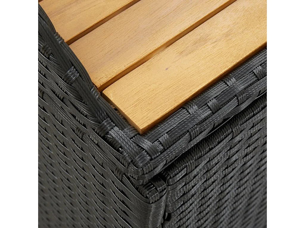 Sitzbank mit Stauraum 120 cm Poly Rattan Schwarz