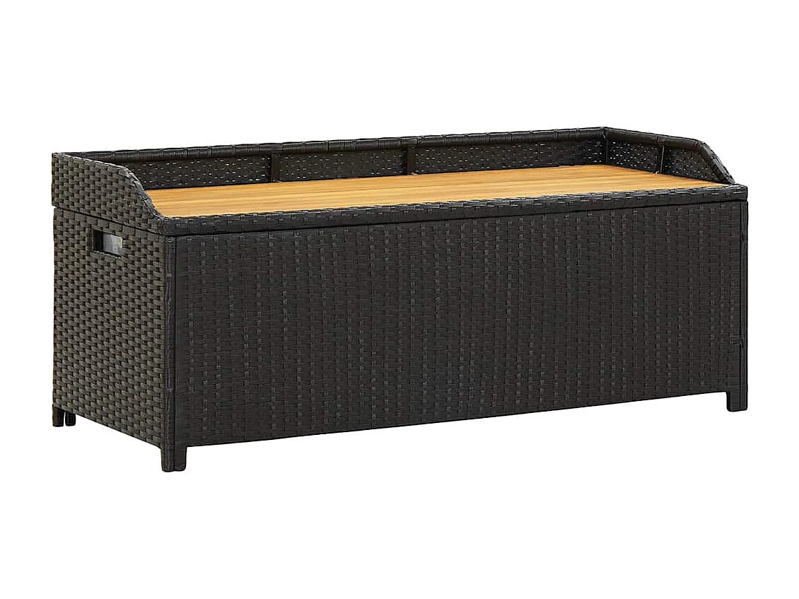 Sitzbank mit Stauraum 120 cm Poly Rattan Schwarz