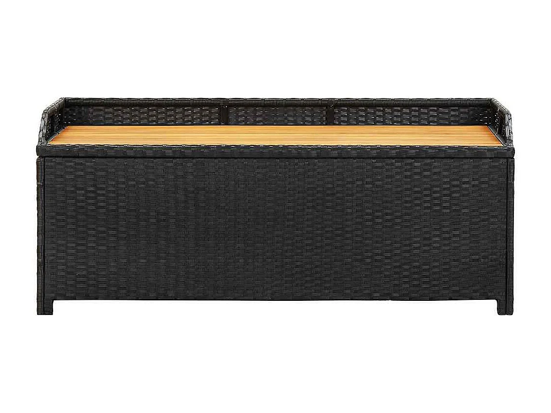 Sitzbank mit Stauraum 120 cm Poly Rattan Schwarz