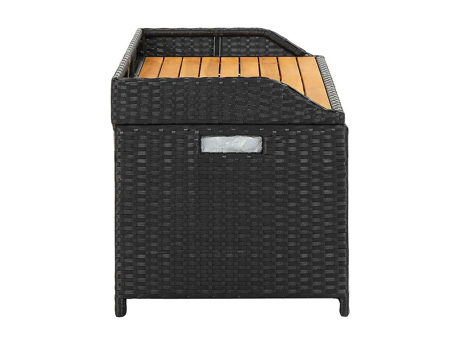 Sitzbank mit Stauraum 120 cm Poly Rattan Schwarz