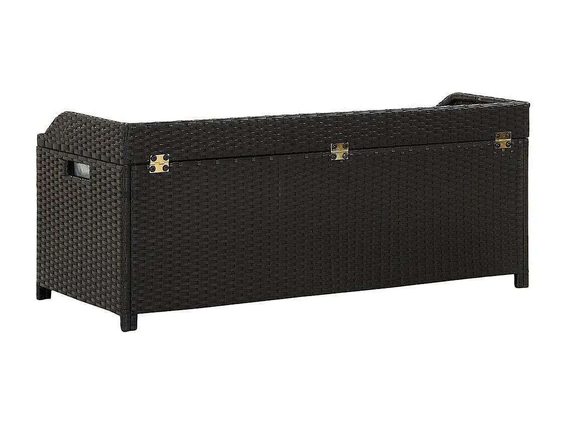 Sitzbank mit Stauraum 120 cm Poly Rattan Schwarz
