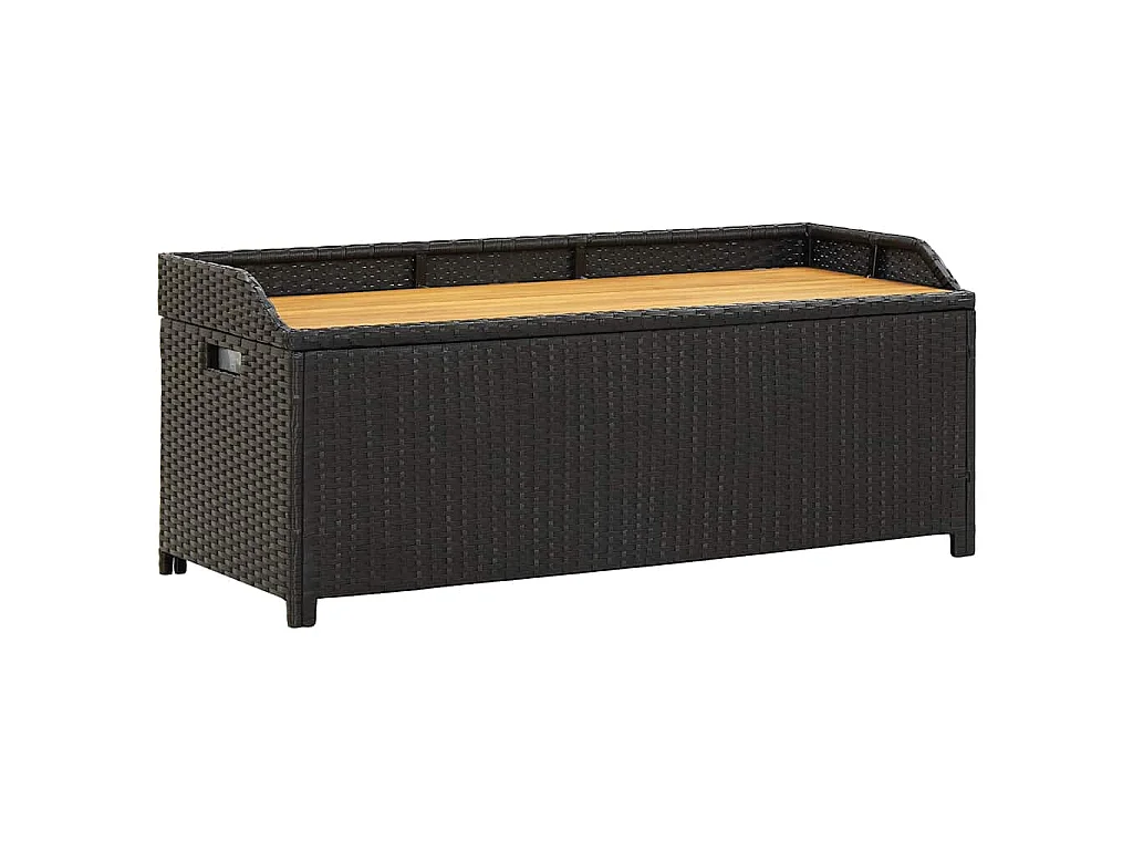 Banc de rangement de jardin 120 cm Résine tressée Noir