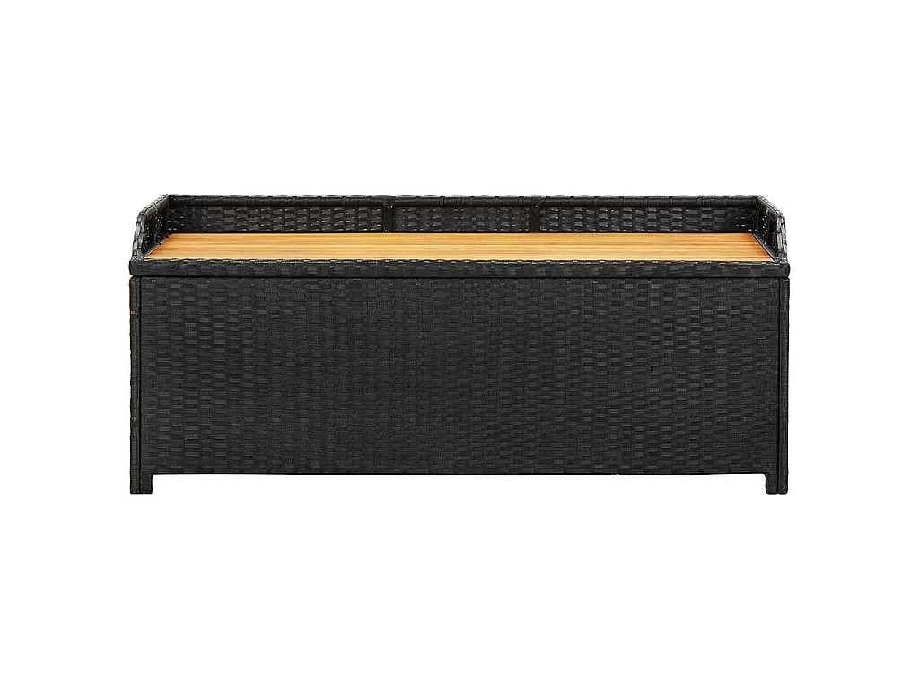 Banc de rangement de jardin 120 cm Résine tressée Noir