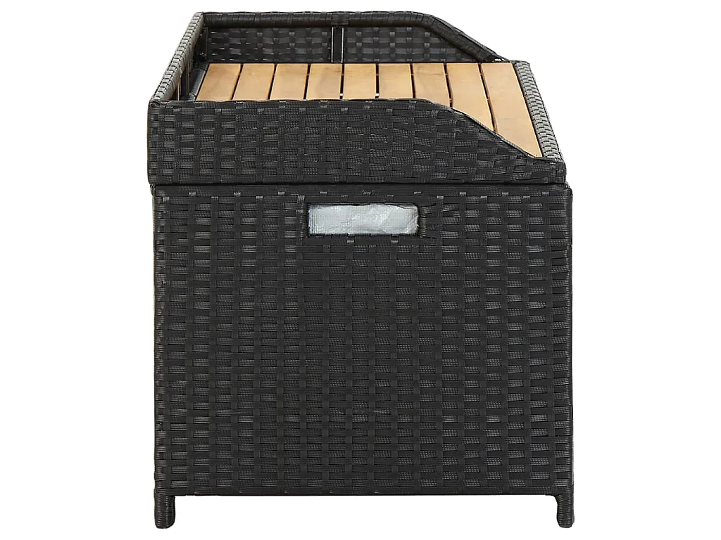 Banc de rangement de jardin 120 cm Résine tressée Noir