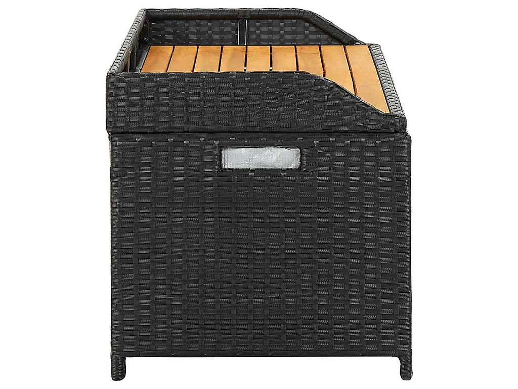 Banc de rangement de jardin 120 cm Résine tressée Noir