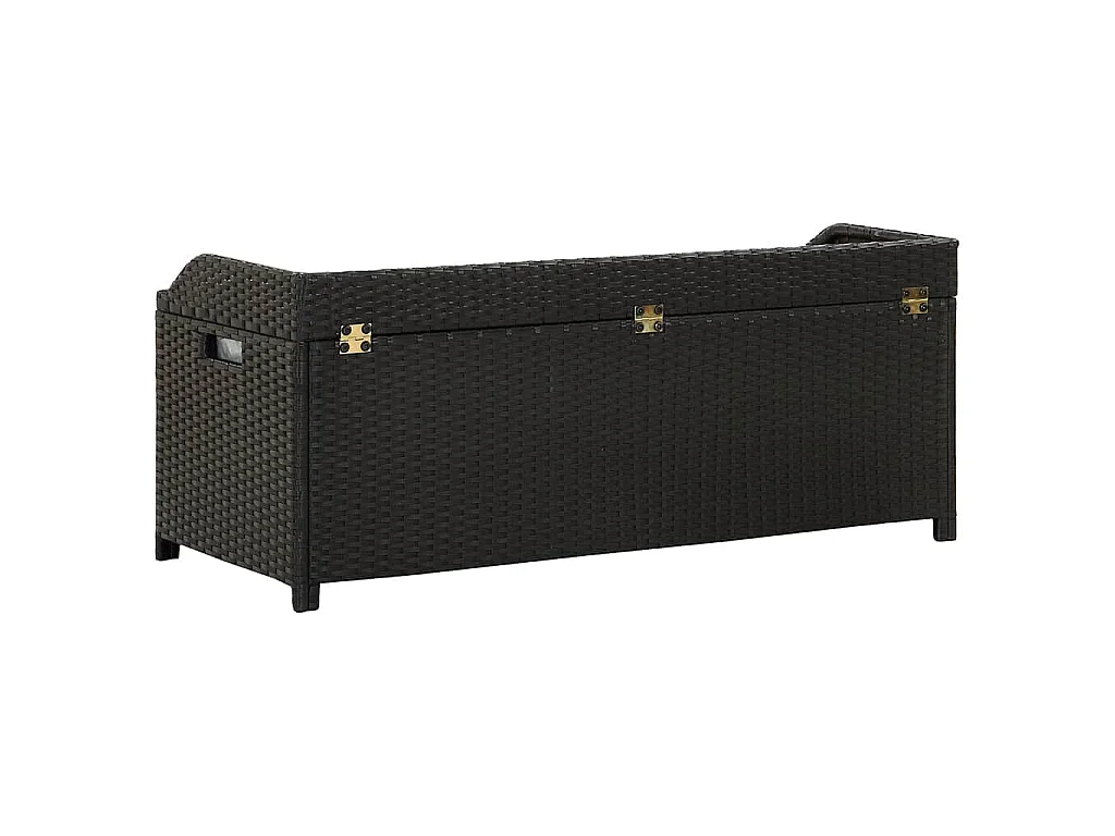 Banc de rangement de jardin 120 cm Résine tressée Noir