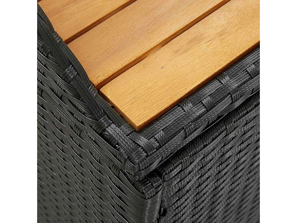 Banc de rangement de jardin 120 cm Résine tressée Noir