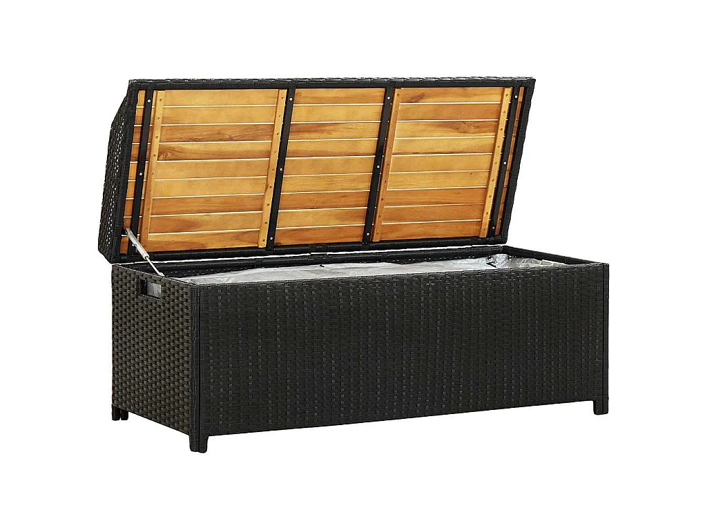 Panca da Giardino con Vano Portaoggetti 120 cm Polyrattan Nera