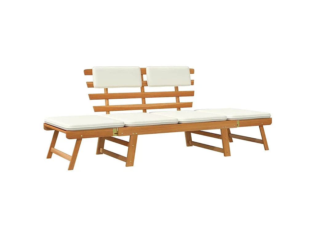 Banc de jardin avec coussins 2-en-1 190 cm Bois solide d'acacia