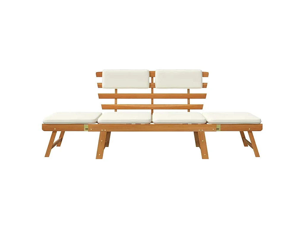 Banc de jardin avec coussins 2-en-1 190 cm Bois solide d'acacia