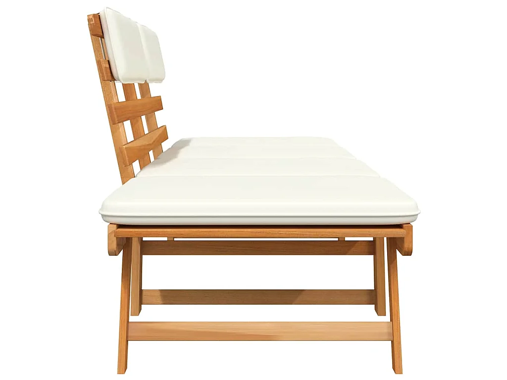 Banc de jardin avec coussins 2-en-1 190 cm Bois solide d'acacia