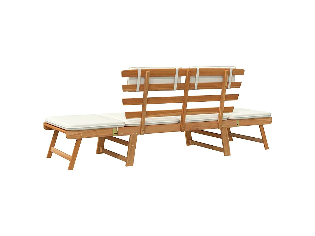Banc de jardin avec coussins 2-en-1 190 cm Bois solide d'acacia