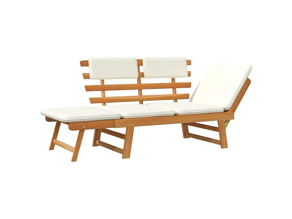 Banc de jardin avec coussins 2-en-1 190 cm Bois solide d'acacia