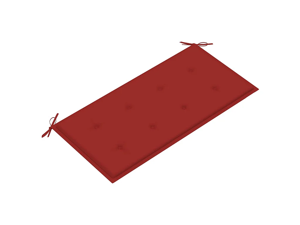 Tuinbank met rood kussen 112 cm massief teakhout