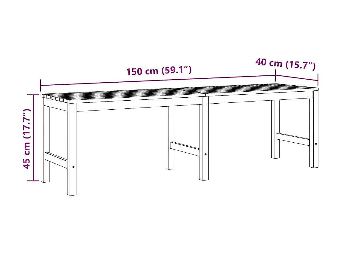 Panchina da Giardino 150 cm in Legno Massello di Teak