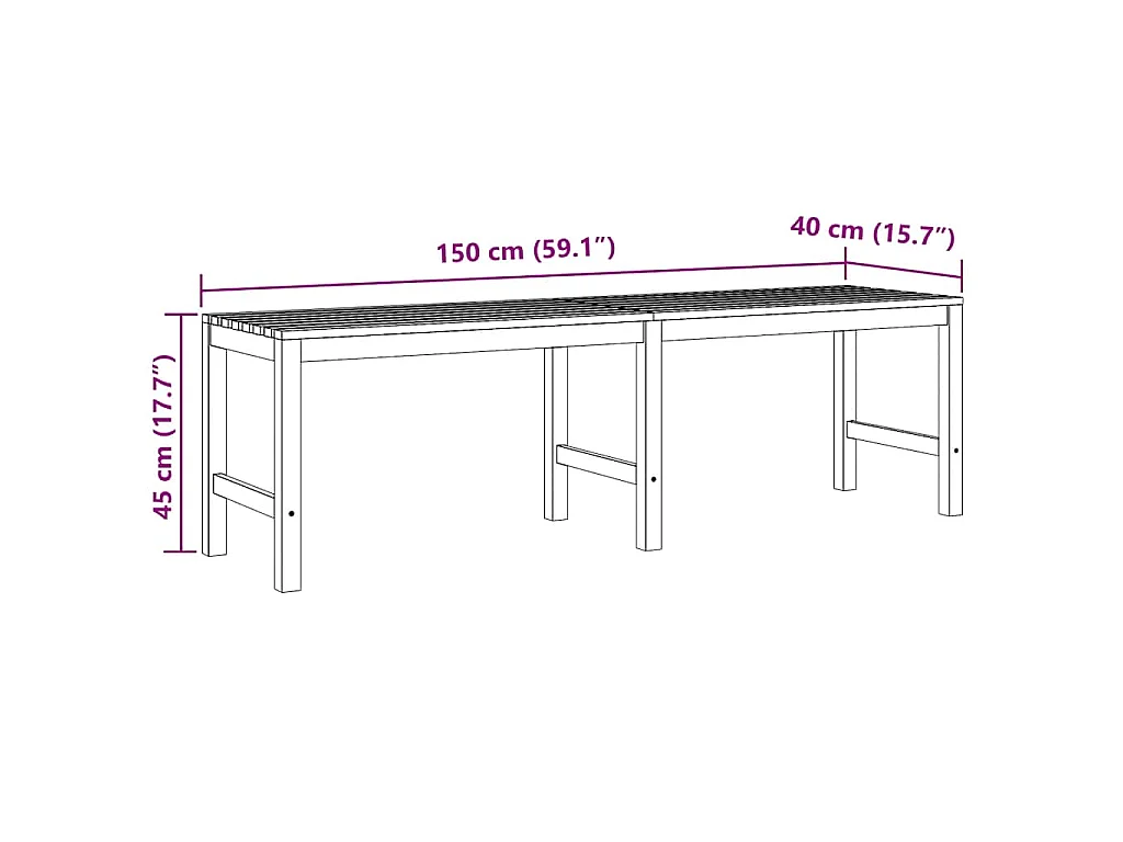 Banc de jardin 150 cm bois de teck massif