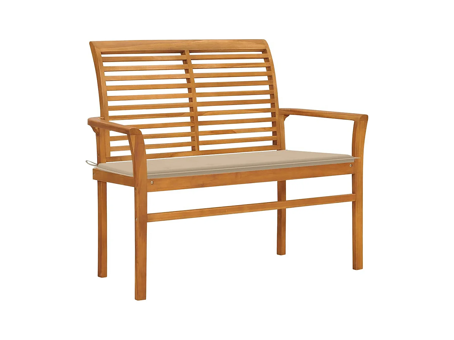 Banc de jardin avec coussin beige 112 cm Bois de teck massif