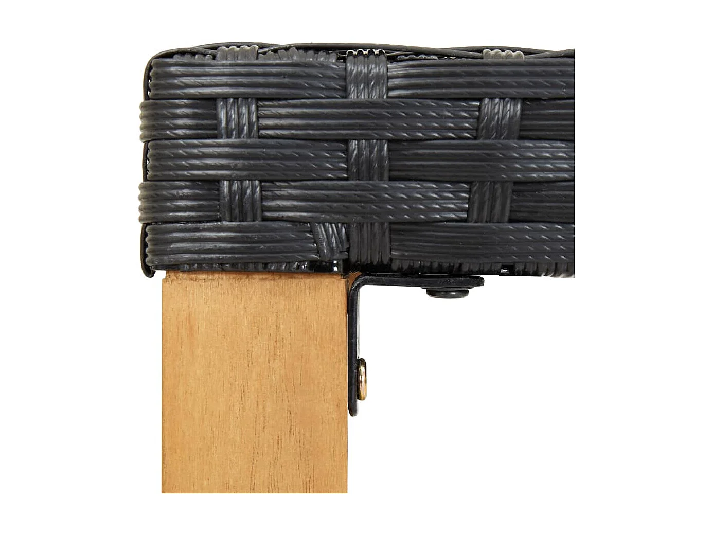 Banc de jardin 120 cm Noir Résine tressée et bois d'acacia